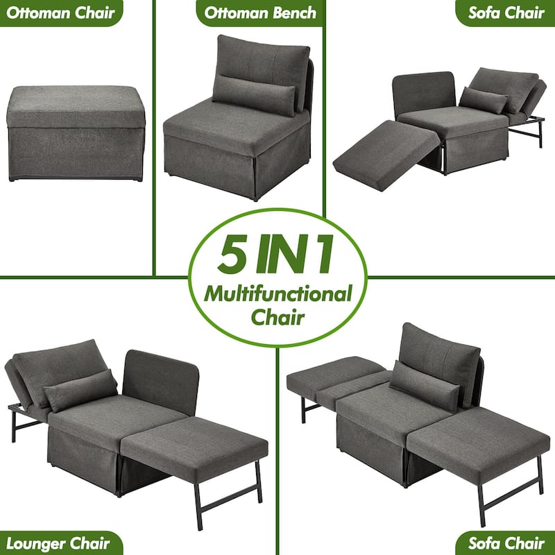 5-in-1 Convertible Multi-fuction Sofa Chair Bed Sleeper
