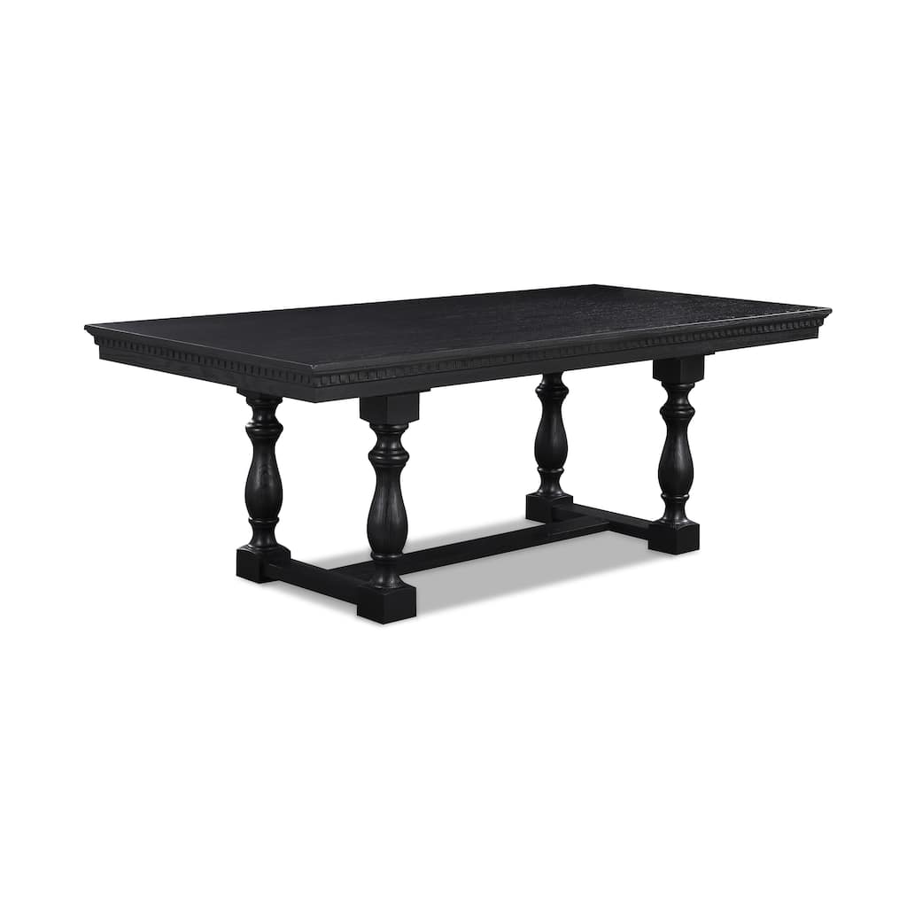 Transitional Rustic Trestle Dining Table 1pc Wooden Solid Wood Wooden Dining Table Dark Finish Rectangular Black Table