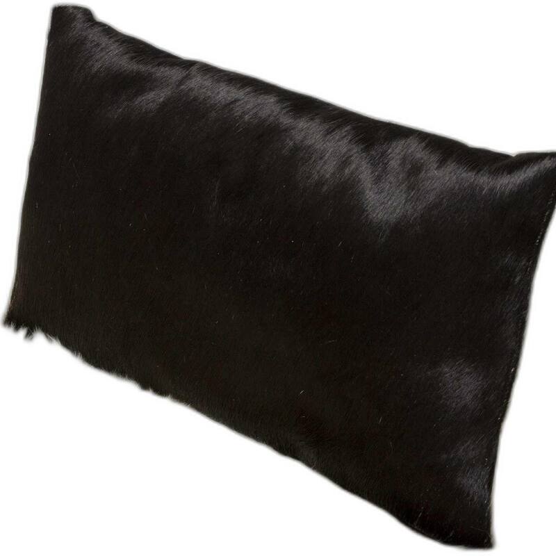HomeRoots 12" X 20" X 5" Black Cowhide Pillow