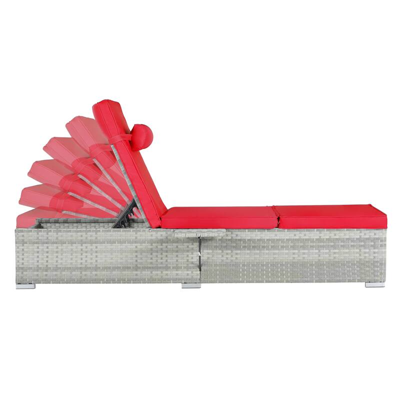 GDFStudio - Amelia Outdoor Chaise Lounge Chair Set of 2 with Adjustable Recline and Side Table for Poolside Relaxation