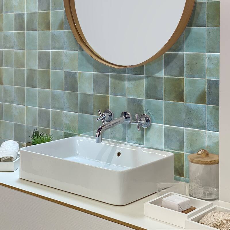 Apollo tile 4" x 4" Antiek Glossy Blue Ceramic Tile (6.46 sq ft/case) - 60 Pack