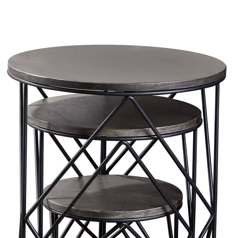 Rusk Modern 17-inch Metal 3-Piece Nesting Tables Set by Furniture of America