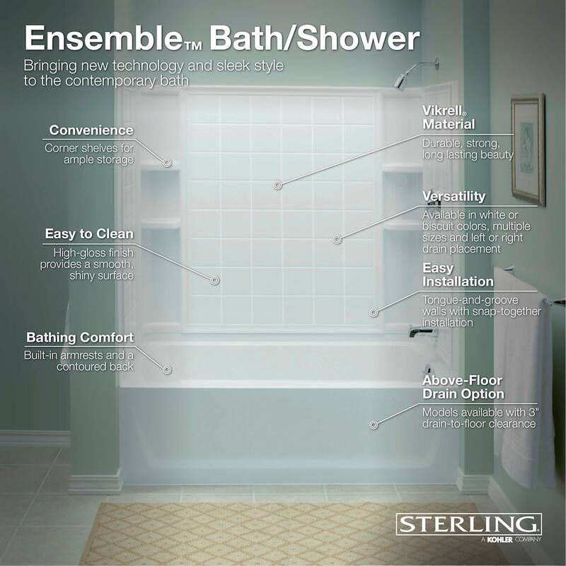 Sterling 71114106 Ensemble 54-1/4" x 60" x 43-1/2" Vikrell Shower Wall