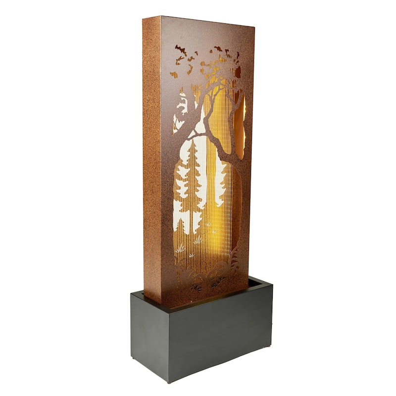 LED Lighted Forest Hollow Carved Waterfall Fountain - 48.43"