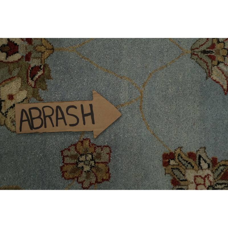 Hand Knotted Oriental 100% Wool Carpet Transitional Floral Navy Blue & Blues Oushak Area Rug - 14' 8'' X 11' 6''