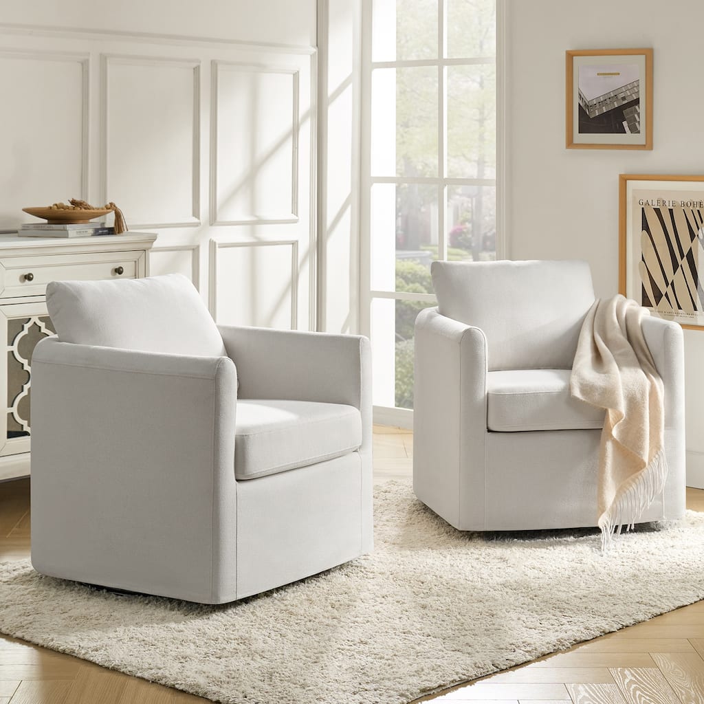 Erkenbald Modern 360-Degree Swivel Chair with Removable Slipcover Set of 2 by HULALA HOME