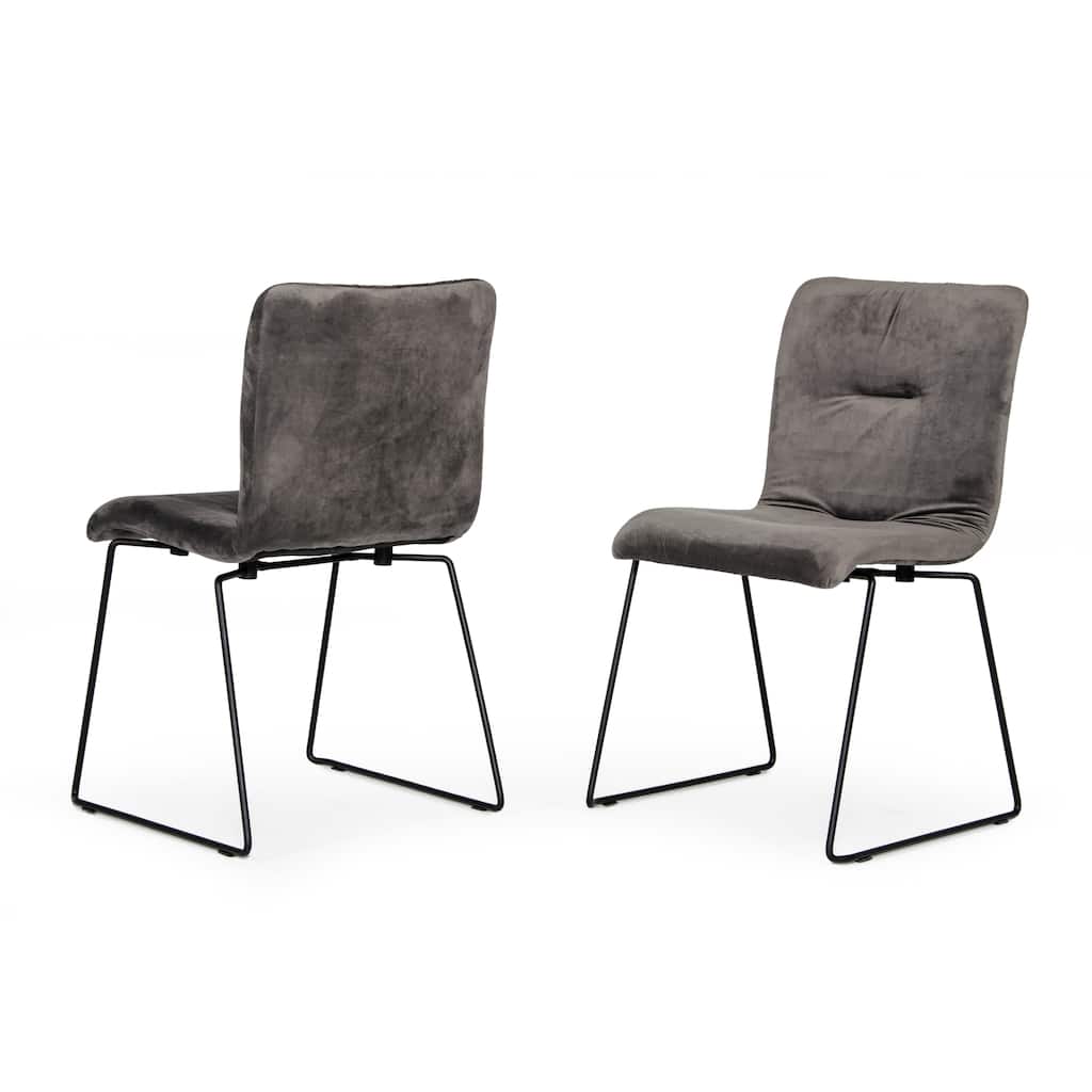 Modrest Yannis Modern Dark Grey Fabric Dining Chair (Set of 2)