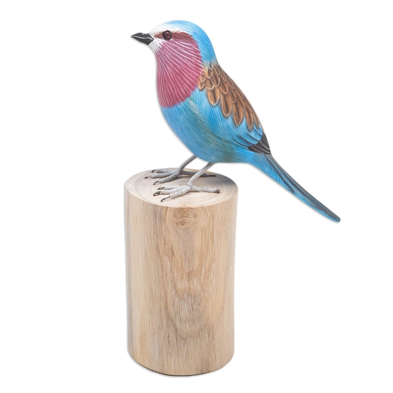 Novica Handmade The Eastern Bluebird Wood Statuette