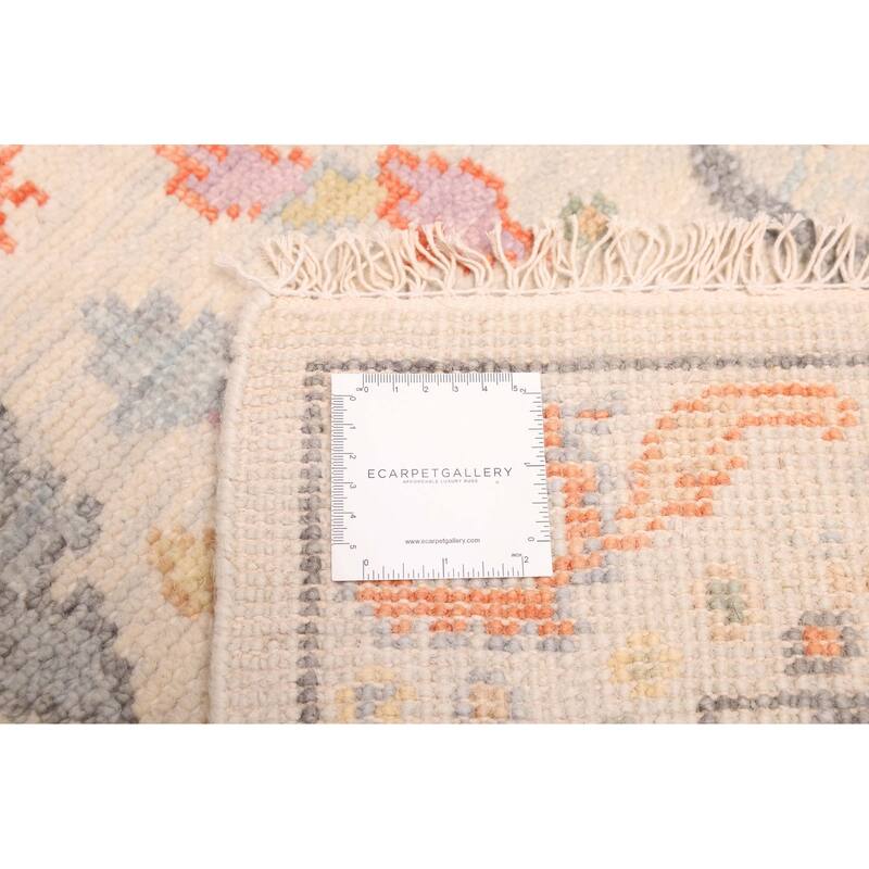 ECARPETGALLERY Hand-knotted Modern Oushak Light Grey Wool Rug - 2'7 x 8'0