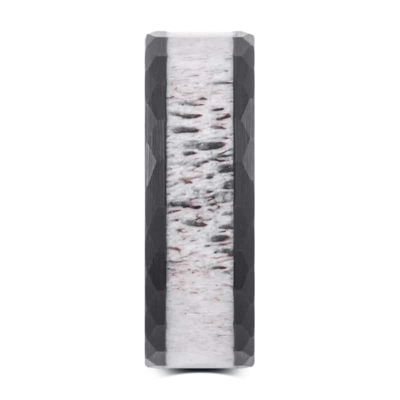 Manly Bands THE LONGHUNTER Tungsten Black Plated with Inlay 8mm Hammered Finish