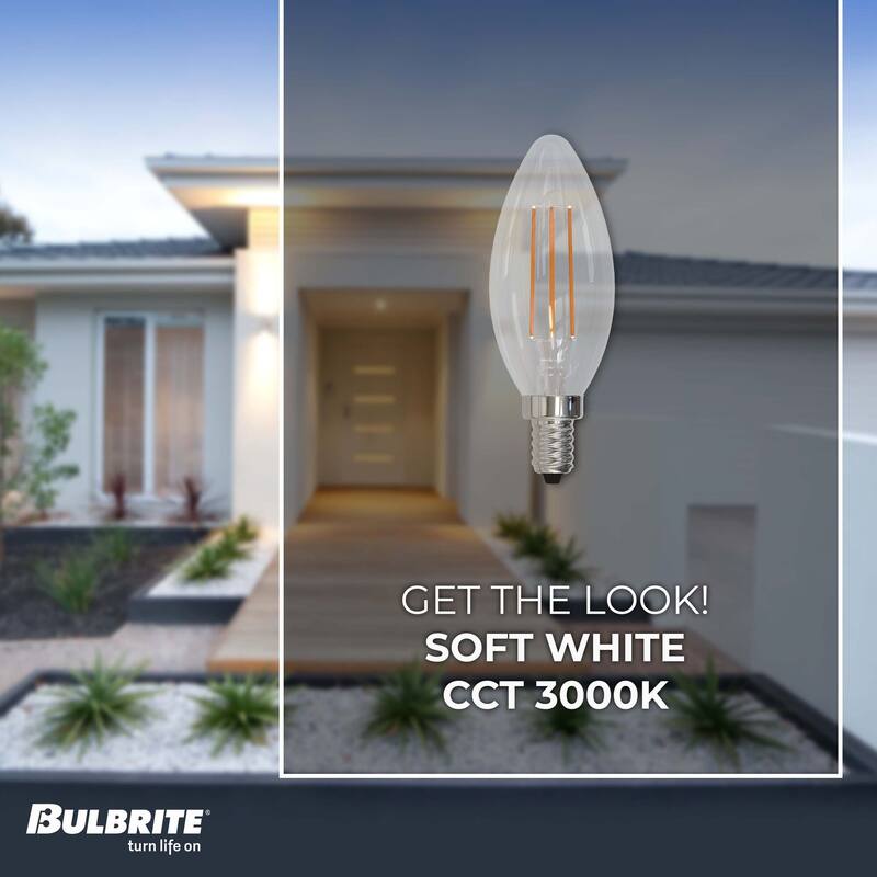Bulbrite Pack of (4) Dimmable Clear Filament B11 Candelabra (E12) LED Bulb
