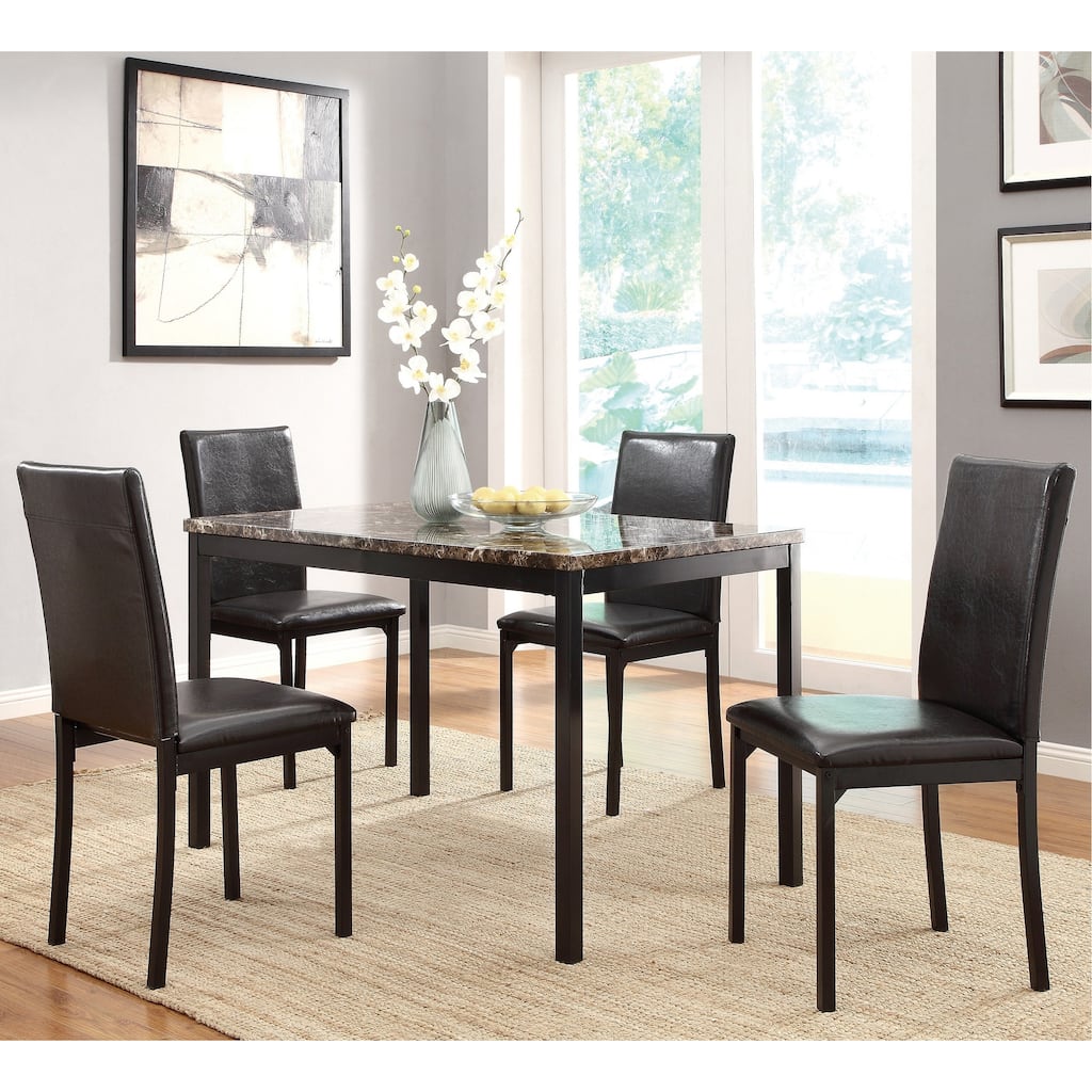 5-Piece Dining Table Set with Faux Marble Tabletop and 4 Chairs