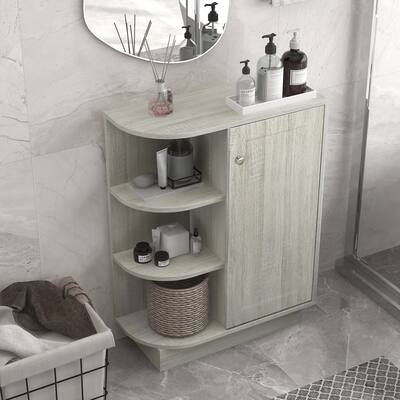 23.6 in. Oak Bathroom Linen Cabinet Storage Floor Cabinet