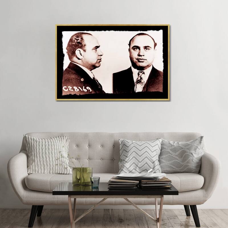 iCanvas "Alphonse Gabriel Al Capone Mugshot 2 - Chicago Gangster Outlaw" by Unknown Artist Framed Canvas Print