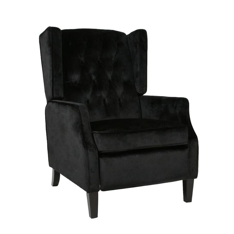 Modern Fabric Recliner with Wingback Design and Tufted Upholstery by Christopher Knight Home