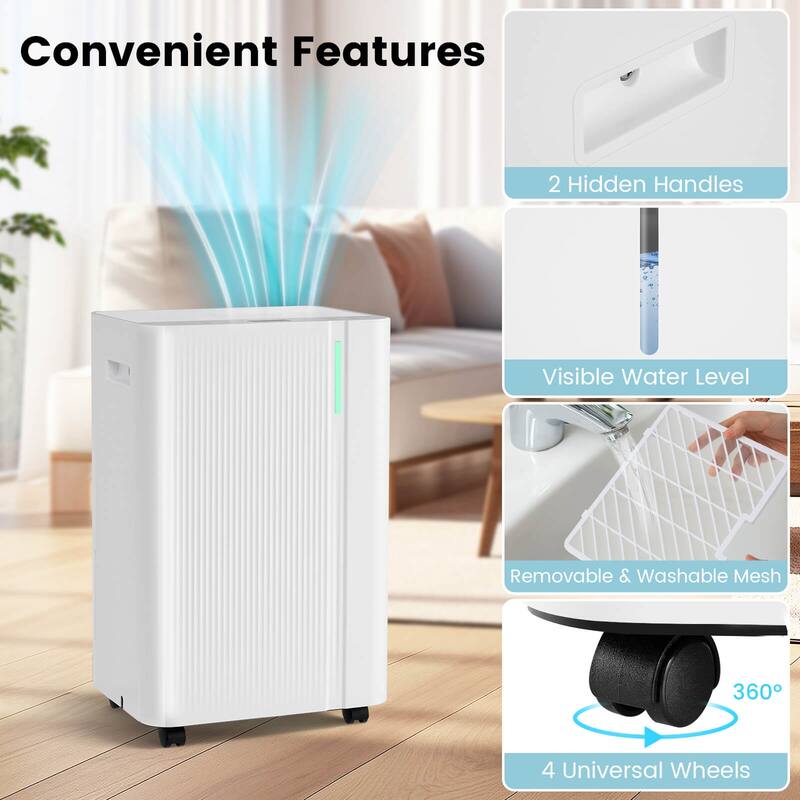 Costway 54 pints Dehumidifier With Drain Hose 3 Modes LED Display - See Details