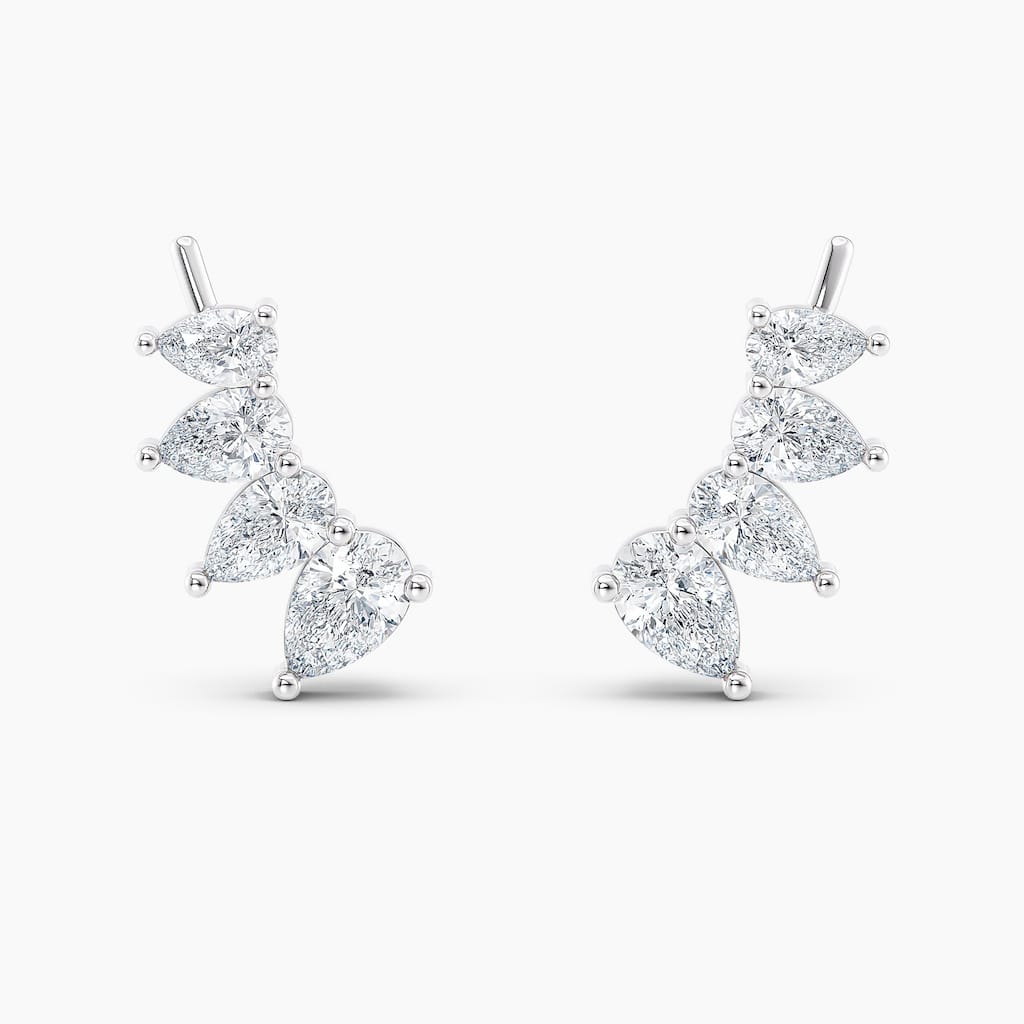 Auriya 1 1/4ctw Pear Lab Grown Diamond Climber Earrings 14-karat Gold (E-F, VS1-VS2)
