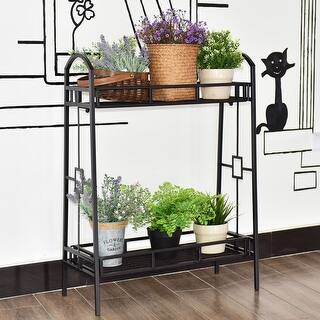 Rack Planters Plant Stands Online At Our Best Costway Heavy Duty 2 Tier Metal Flower Pot Rack Plant Display Stand Shelf Holder Decor