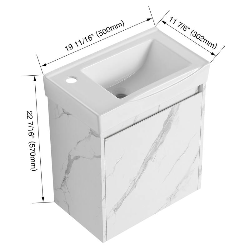 BNK 16"/20"/24"/30"/36" Single Sink Bathroom Vanity with Soft Close Door and Shelf