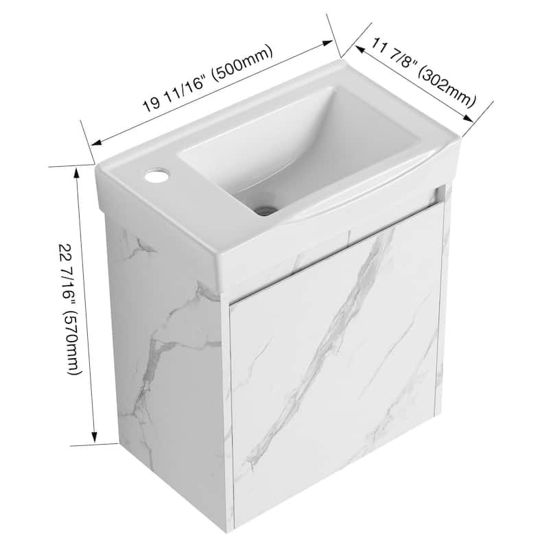 Bathroom Vanity With Sink In 16/20/24/30/36 Inch, Floating Bathroom Vanity With Soft Close Door