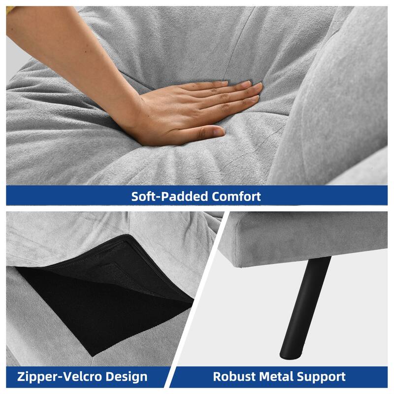 Moasis 70.8" Futon Sofa Bed Convertible Upholstered Couch Sleeper with Reclining Sleeper Split Tufted Back