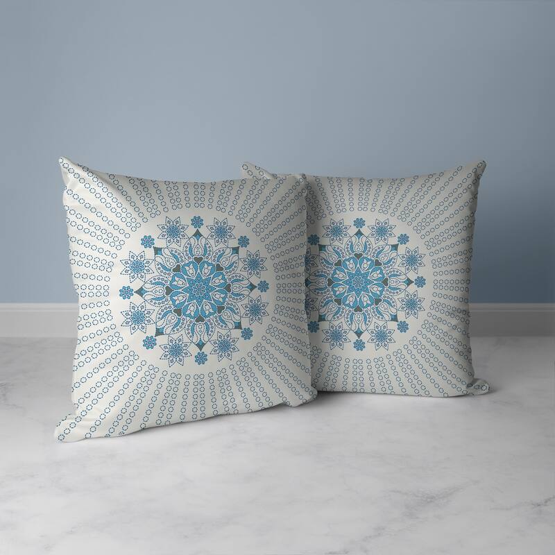 Wisteria Whirl Faux Suede Reversible Throw Pillow White and Blue