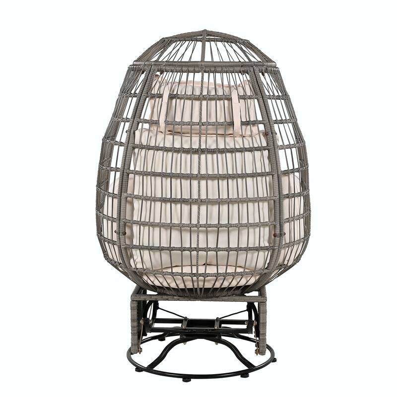 Swivel Rattan Egg Patio Chair with Cushions and Rocking Function