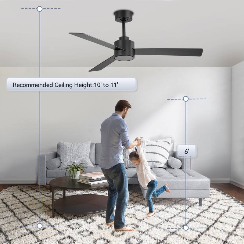 52-inches 3-Blade Ceiling Fan With Remote Downrod