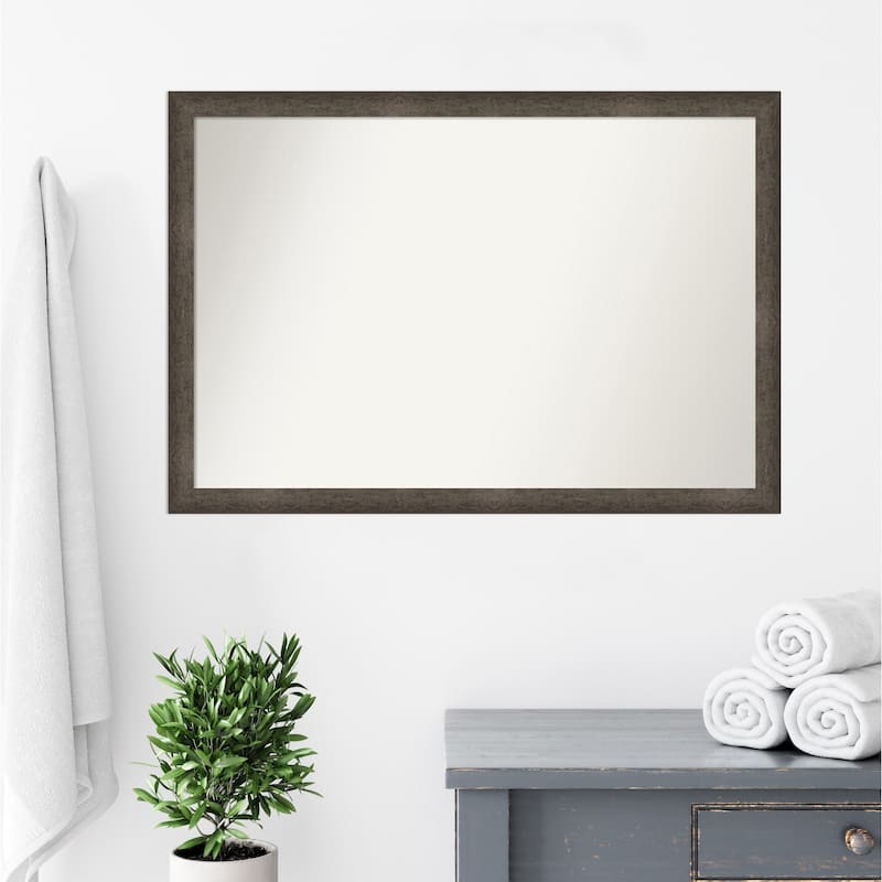Dappled Narrow Non-Beveled Wood Framed Bathroom Vanity Wall Mirror