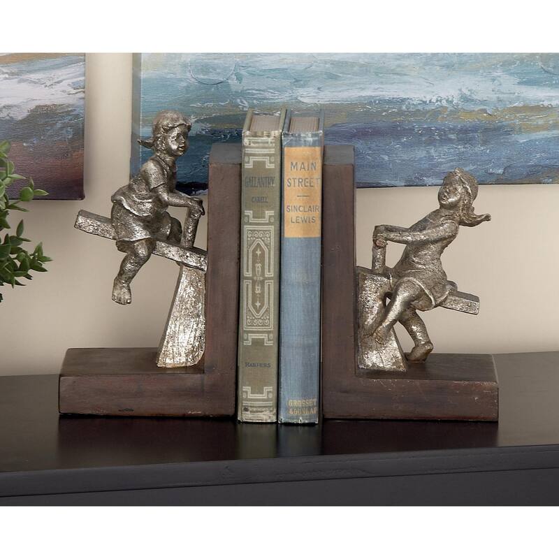 Polystone People Decorative Bookends with Swing Set - Set of 2 Brown - Roche River Decor