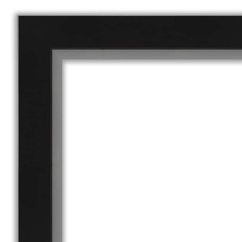 Beveled Bathroom Wall Mirror - Eva Black Silver Narrow Frame