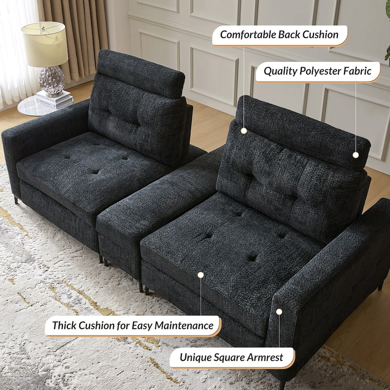 Friedrich Modern Storage Button-tufted Sectional Sofa with Adjustable Seating Depth and Metal Legs by HULALA HOME