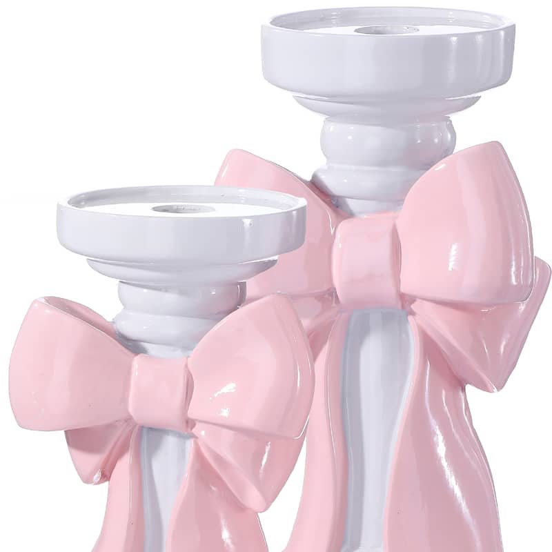 7-10" Resin Bowtie Candle Holder Set of 2
