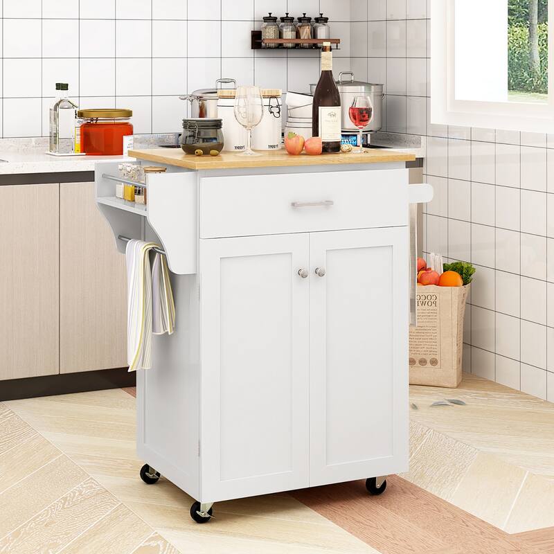 Gymax Rolling Kitchen Island Utility Kitchen Cart Storage Cabinet - See Details