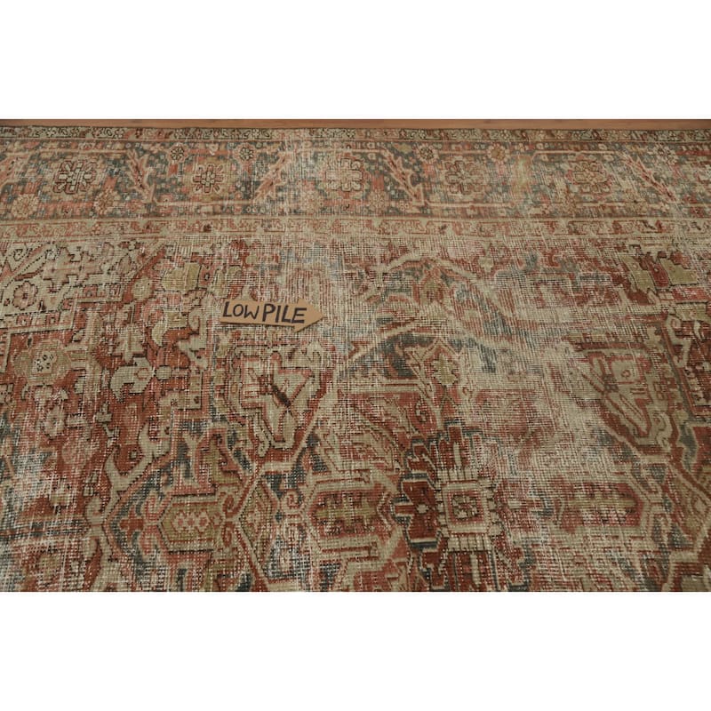 Hand Knotted Oriental 100% Wool Carpet Traditional Medallion Oranges & Rust Heriz (serapi) Area Rug - 11' 6'' X 7' 9''