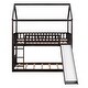 preview thumbnail 5 of 7, Espresso Twin over Twin Pine Bunk House Bed with Slide and Ladder, Full-Length Guardrail
