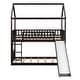 preview thumbnail 18 of 33, House Bunk Beds with Slide, Wood House Bed Twin Over Twin, Kids Bunk Bed with Roof, Slide Bunk Beds with Ladder for Girls, Boys