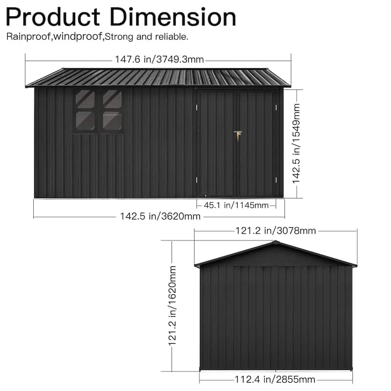 Metal garden sheds 10ftx12ft outdoor storage sheds with window