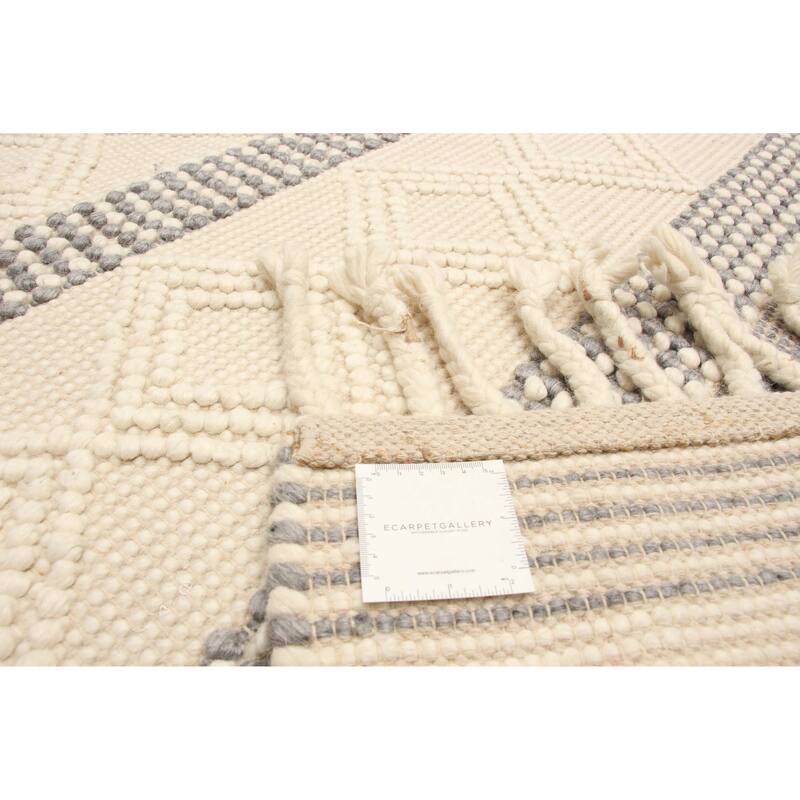 ECARPETGALLERY Braid weave Sienna Cream Wool Rug - 5'3 x 7'4