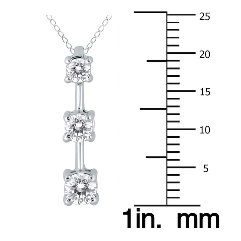 1/2 Carat TW Three Stone Diamond Pendant in 10K White Gold