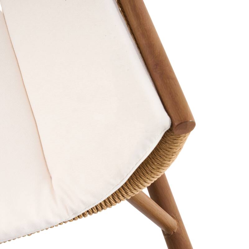 Christopher Knight Home - Modern Outdoor Metal Frame Woven High Arc Backrest Rocking Chair and Solid Acacia Wood Side Table Set