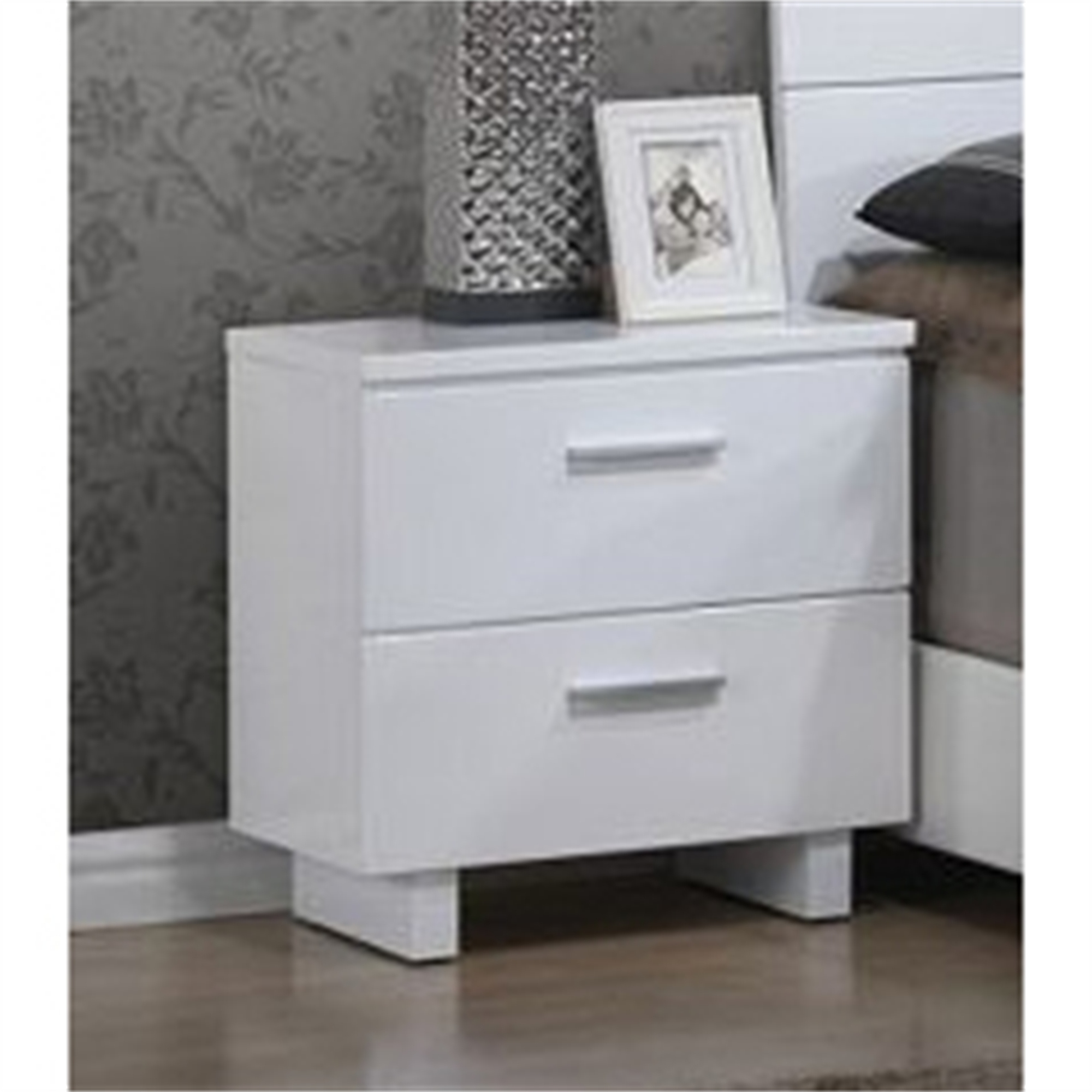 Chrome nightstand with drawer top