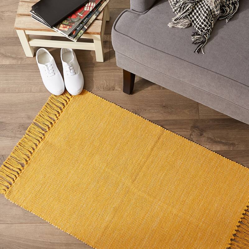 DII Gray and Off White 2-Tone Ribbed Rug 2x3 Ft - 24.0 In. L X 36.0 In. W X 0.2 In. H