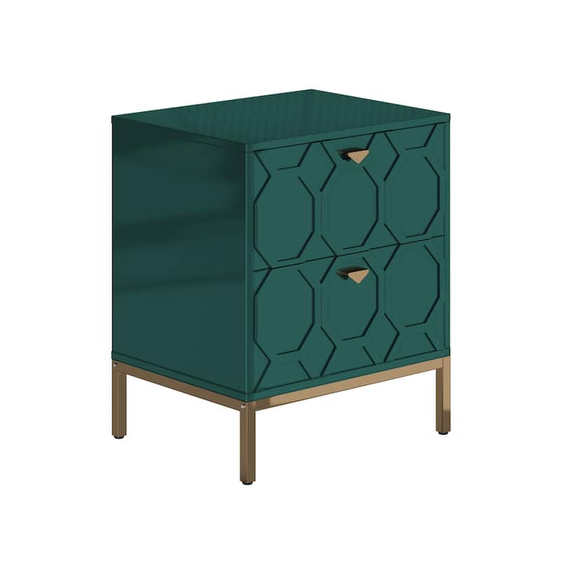 Clihome Wooden 2-Drawer Storage Nightstand
