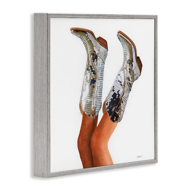 Stupell Glitzy Glam Cowgirl Boots Framed Giclee Art Design By Amanda Greenwood