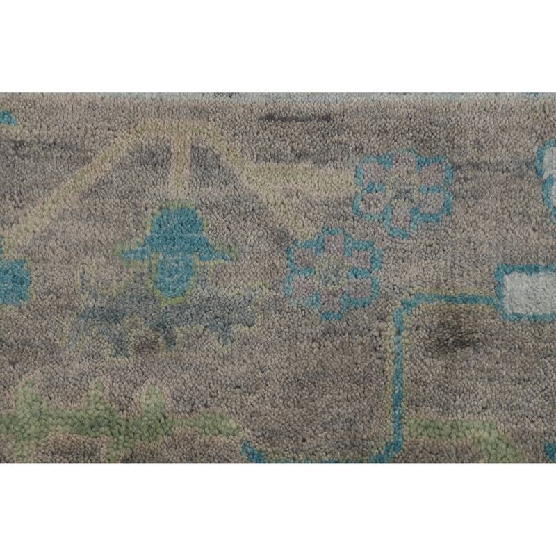 All-Over Grays Oushak Indian Area Rug Hand-Knotted Wool Carpet - 7'11" x 9'11"