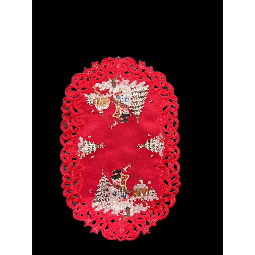 Snow Man Embroidered Cutwork Placemat, 12 by 17 inch