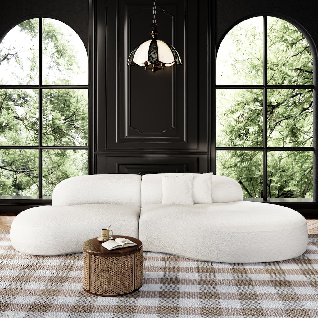 135" Modern Boucle White Armless Sofa Couch for Living Room