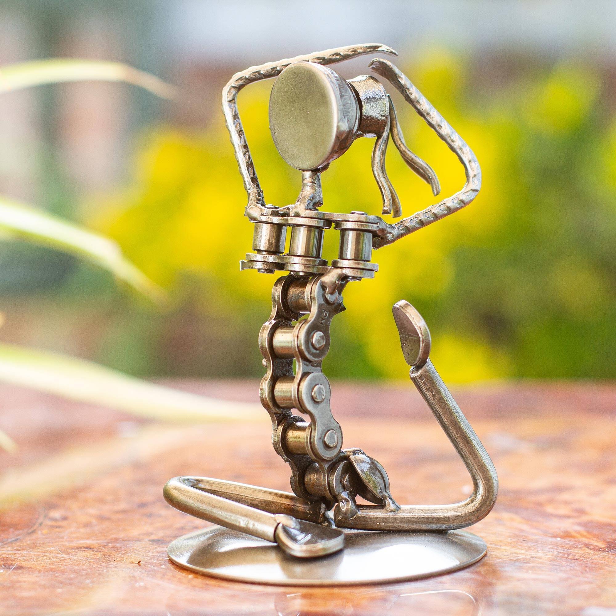 NOVICA Recycled auto parts sculpture, 'Pigeon Pose I' Bed Bath