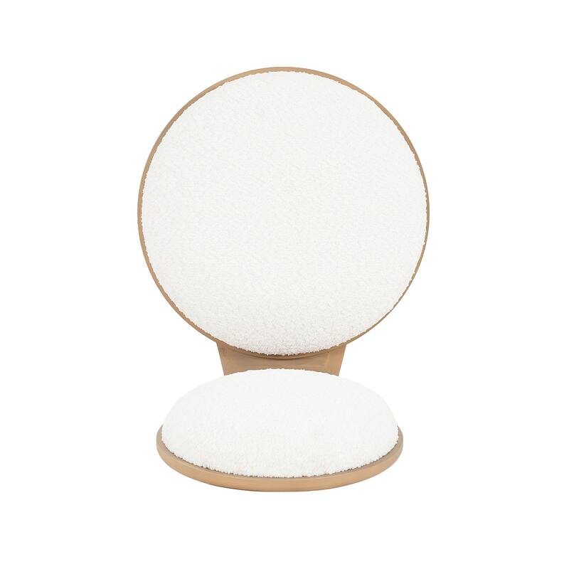 Set of 2 Polyester Beige Fabric Dining Chairs with Wooden Frame